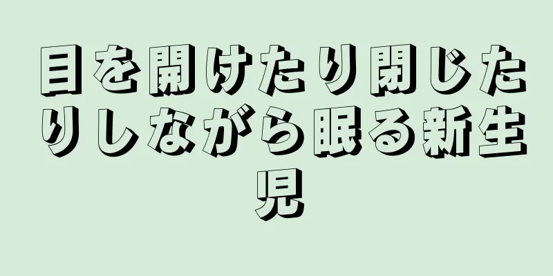 目を開けたり閉じたりしながら眠る新生児